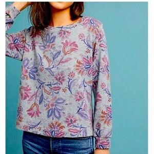 T.La Anthropologie Floral Crewneck Terry Sweater (Women’s M)